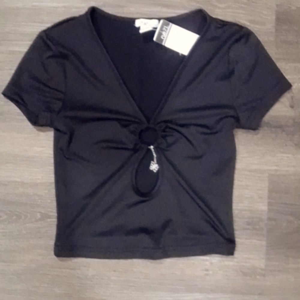 Black cropped top with detail in front